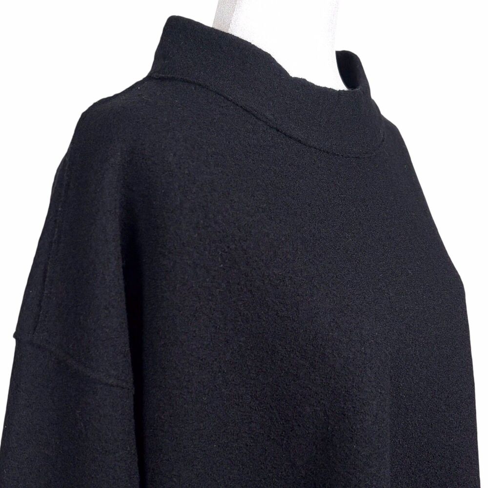 NWT Eileen Fisher Lightweight Boiled Wool Funnel Neck Top Black Size Medium - Picture 11 of 16